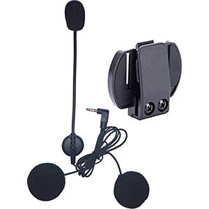 QSPORTPEAK V6 ricambi interfono moto,Microfono Cuffia + Clip Set,auricolare per casco moto per interfono casco V6 e V4, 3,5 mm Stereo Pro cavo audio ausil e Clip in plastica e ferro