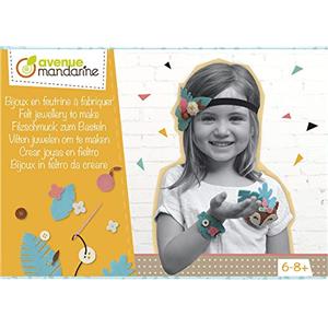 Avenue Mandarine KC083C - Kit 3 gioielli per bambini in pannolenci da creare - fai da te cerchietto+ spilla + collana - Hobby creativi adatto ai bambini di più di 6 anni
