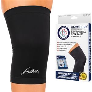 Dr. Arthritis Tutore Ginocchio a Compressione Ideata da Medici Specialisti - Ginocchiera Ortopedica in Nylon con Filato di Rame - Fascia Ginocchio di Supporto per Recupero Post-Infortuni e Tendinite (Taglia 2XL)