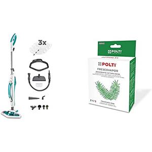 XGAGHB Polti Vaporetto SV450_Double Scopa Vapore Doppia Funzione con Pulitore Portatile, 13 Accessori, 1500 W, 0.3 Litri, Plastica, Verde/Bianco & PAEU0285 Frescovapor Deodorante Cattura Odori per Vaporetto