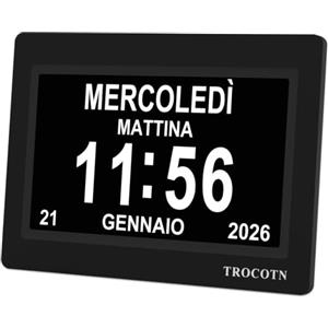 TROCOTN Orologio digitale da 7 Pollici Calendario Orologio da parete con ampio display Sveglia (Nero)