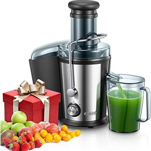 Juilist Centrifuga 800W Acciaio Inox Bocca 75 mm 2 Velocità | Estrattore per frutta e verdura con funzione antigocciolamento e facile pulizia.