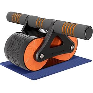LAPONO Ruota Addominali Ab Roller Rotella,Wheel Rullo Rimbalzo Automatico e Doppia Ruota con Tappetino per Allenamento di Base Multifunzione Attrezzi Palestra Casa Esercizi Di Rollout Abs (Arancia)
