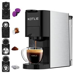 KOTLIE AC-513K Macchina da Caffè 4 in 1 per Nespresso Original/Dolce Gusto/Caffè Macinato/ESE Pads(44mm), 19 Bar, 800 ML