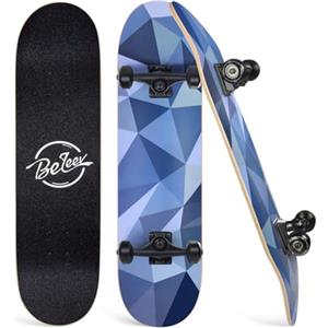 BELEEV Skateboard 31x8 per Principianti, Bambini, Adolescenti e Adulti, Completo Pro Cruiser Skateboard per Ragazza Ragazzo, Acero Canadese a 7 Strati, Doppio Vassoio Concavo, con Strumento a T