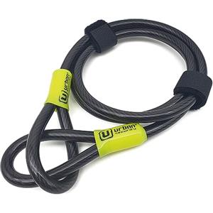 urban UR462M Cavo di Sicurezza per Bici Monopattino in Acciaio Flessibile Ø 10mm 120cm Antifurto Catena Doppio Anello per Fissare Lucchetto Ruote Sella Bicicletta Multifunzione Universale, Nero, M