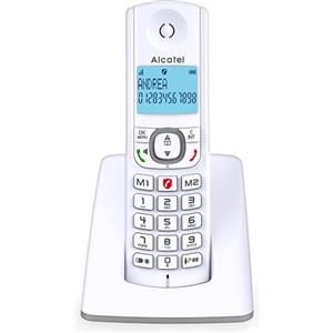 ALCATEL F530 - Telefono fisso cordless DECT - Grande display retroilluminato - Vivavoce - Funzione blocco chiamate - 2 tasti di memoria diretta - Bianco/Grigio