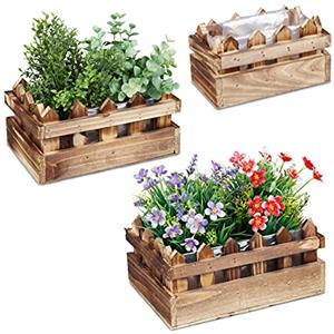 Relaxdays Fioriere in Legno Set da 3, da Balcone e Davanzale, Cassette Porta Fiori e Piante in Varie Misure, Naturale