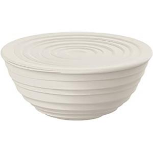 Guzzini Tierra Contenitore M con Coperchio in Plastica Riciclata - Bianco Latte, Ø 18x7,8 cm, Capacità 1090 cc