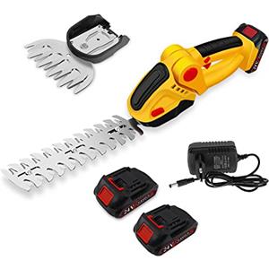 Wenosda Cesoie da giardino a batteria, 2 in 1, cesoie senza fili e tagliasiepi, batteria portatile per erba e arbusti, 2 batterie ricaricabili agli ioni di litio da 24 V, 2000 mAh, 2 coltelli
