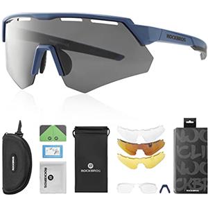 ROCKBROS Occhiali da Sole Ciclismo, Occhiali Polarizzati per Bici MTB Uomo Donna, Occhiali Sportivi con Lenti Intercambiabili, Protezione UV400