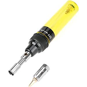 Joyzan Penna Saldatore a Gas Ricaricabile, Cannello Portatile Butano Cordless Mini Pen Tipo Stagno Pistola Torcia Elettrica Riutilizzabile Strumento Riscaldamento per Saldatura Circuiti Scheda Madre(Giallo)