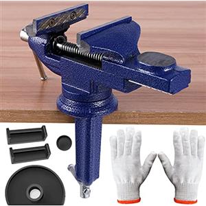 XINHNMUU Morsa da Lavoro Professionale Falegname, Base Girevole 360°, Larghezza Ganasce 80mm, Acciaio Fuso