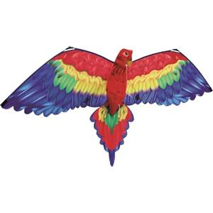 GÜNTHER FLUGSPIELE 1152 - Aquilone 3D Parrot Cora, aquilone monofilo con vela colorata in poliestere di ottima qualità, per bambini a partire da 6 anni, con corda e maniglia, grande circa 144 x 80 cm