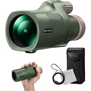 K&F CONCEPT Telescopio Monoculare 12 * 50, HD BAK4, Monocolo Portatile Impermeabile IP66 con Interfaccia Arca, Canocchiale Monoculare per Bird Watching, Caccia, Viaggio, Concerto, Verde