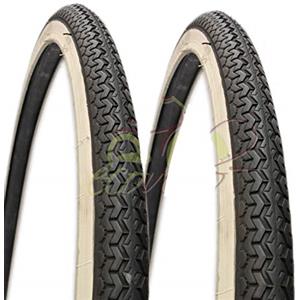 ECOVELO 2 Copertoni 26 x 1 3/8 (37-590) BiancoNeri DEESTONE per Bicicletta Olanda, Stradale, Adulto, Bicicletta, Vintage | Pneumatici Stradali Bianco Neri in Gomma Bici