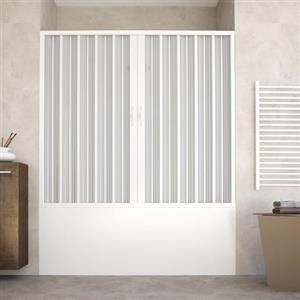 HDcasa HD CASA Box Sopravasca a Soffietto Modello Alba, Apertura Centrale Reversibile, Pannelli in PVC Riducibili, Cabina Doccia Salvaspazio Made in Italy, parete vasca, arredo bagno 140 cm