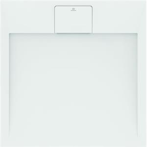 Ideal Standard - Ultra Flat S i.life, Piatto doccia quadrato 70x70 in resina, Piletta con scarico nascosto, Finitura opaca effetto pietra, Bianco