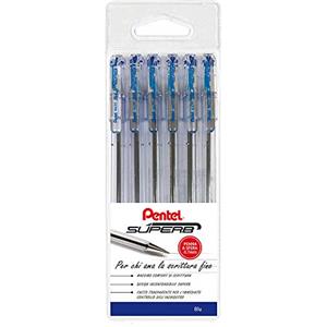 Pentel Superb Penna a Sfera 0,7 mm - Confezione da 6 con Corpo Trasparente