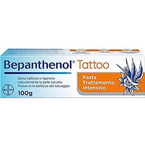 Bepanthenol Tattoo Pasta Trattamento Intensivo, Crema Tatuaggi Corpo con Pantenolo, Crema Tattoo Idratante che Protegge, dà Sollievo e Rigenera la Pelle, Preserva la Bellezza del Tatuaggio, 100g