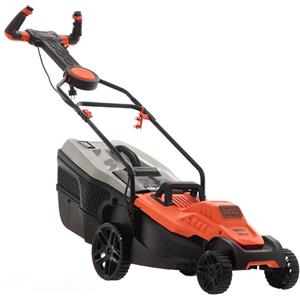 BLACK DECKER BEMW471ES-QS Rasaerba Elettrico 1600 W con Larghezza di Taglio 38 cm, 6 Altezze di Taglio (20-70 mm), Capacità Cesto 45 L e Impugnatura EasySteer