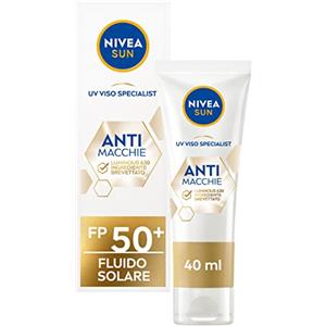 NIVEA SUN Crema antimacchia viso Luminous630 FP 50+ in tubetto da 40 ml, Crema solare viso 50+ per un colorito uniforme e luminoso,Crema viso acido ialuronico e vitamina E per uso quotidiano