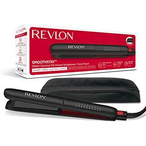 REVLON SmoothStay 25mm Piastra per capelli con infusione di olio cocco + custodia da viaggio inclusa- RVST2211P