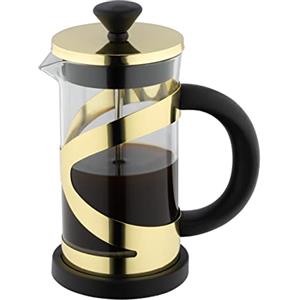 Café Olé Classico, Caffettiera, finitura oro, 350 ml, 3 tazze, caffettiera French Press, impugnatura resistente al calore, acciaio inox, CM-03G