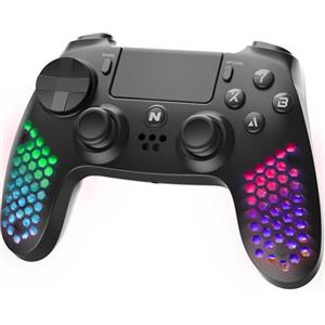 NITHO Wireless Controller per PS4/PC/Android/iOS/PS3, Controller di Gioco con Sensore a 6 Assi, Luci RGB LED, Doppia Vibrazione, Jack Audio da 3.5 mm, Gamepad Joystick per Playstation 4/PC