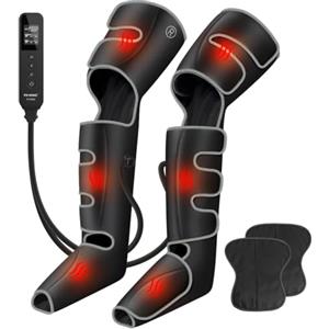 FIT KING Massaggiatore per gambe con calore, Pressoterapia Linfodrenaggio per Casa Massaggiatori per gambe per dolore e circolazione Stivali a compressione per edemi, relax e recupero veloce