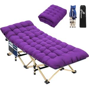 Sportneer Lettino da campeggio, lettino da campeggio per adulti con materasso, carico massimo 204 kg, resistente, portatile, pieghevole, con imbottitura, per tenda da campeggio, ufficio, viaggi, per