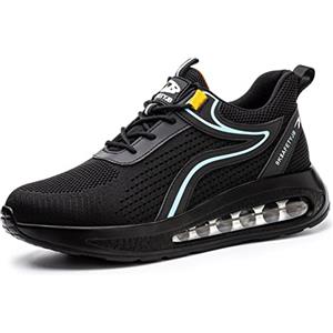 OBQcare Scarpe Antinfortunistica Scarpe da Lavoro Scarpe Antinfortunistiche Leggere Uomo Sneakers Trekking Scarpe Sportive Comodo e Traspirante Antiscivolo Nero Blu 45