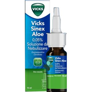 Vicks Sinex Aloe Spray Nasale Decongestionante 15 ml con Ossimetazolina e Aloe Vera