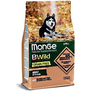 MONGE CANE CROCCHETTA BWILD GRAIN FREE ALL BREEDS ADULT SALMONE E PISELLI 2,5 KG