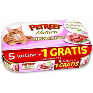 Petreet Tonno Rosa Cibo Umido per Gatti Adulti - Confezione da 6 x 70g, Senza Coloranti e Conservanti