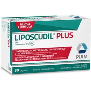 PIAM FARMACEUTICI SpA Liposcudil Plus Integratore per Colesterolo e Trigliceridi con Berberina, Carciofo e Olivo Nuova Formula 30 Capsule