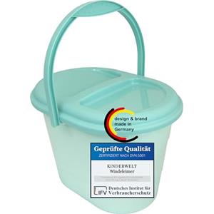 KiNDERWELT Pattumiera per pannolini di alta qualità, con coperchio e maniglia