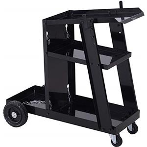 DURHAND Carrello Porta Utensili, Carrello Porta Attrezzi con 3 Ripiani e 4 Ruote in Gomma, Carrello da Officina, Carrello Portautensili da Officina in Acciaio per Garage, 71L x 39P x 70A cm, Nero