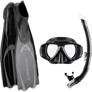 Cressi Pluma Bag, Set per Immersioni, Apnea e Snorkeling Unisex Adulto, Nero/Argento, 35/36 EU