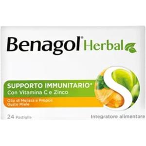 Benagol Herbal Gusto Miele, Integratore Alimentare, con Vitamina C e Zinco per Supportare il Sistema Immunitario, 24 Pastiglie