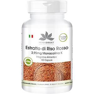herba direkt Estratto di riso rosso fermentato 600mg - Monacolina K - 180 capsule - 100% vegetariano | HERBADIREKT by Warnke Vitalstoffe - Qualità da farmacia tedesca
