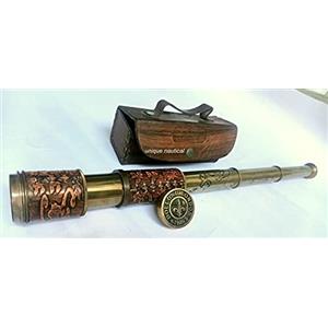 Unique Nautical Cannocchiale marina nautica palmare in ottone telescopio con custodia in pelle ~ VintageDollond London Scope