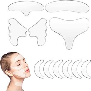 TSHAOUN 11 PCS Cerotti Per Il Viso Silicone Pad Cerotti per le rughe del viso,Petto e Décollete Antirughe Pads,Compreso Di Petto In Riutilizzabile Patch Per Gli Occhi Guancia E Fronte Pad (11 PCS)