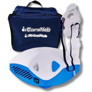 Cura Farma Curaneb aerosol a pistone portatile per bambini ed adulti. Potente e silenzioso, completo di borsa per il trasporto ed accessori. Compatibile con accessori di Nebula, Omron, Laica, Breuer