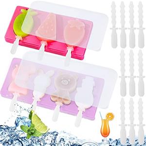 BDSHUNBF 2 Pezzi Stampi per Ghiaccioli, Silicone Stampo per Gelato, Formine Ghiaccioli Riutilizzabile, per Ghiaccioli Fai da te, per Bambini e Adulti, con 10 Plastica Bastoncini
