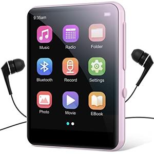 joliker 64GB Lettore MP3 con Bluetooth 5.0, Lettore Musicale con Altoparlante HD Integrato, Suono HiFi, 2,4 Schermo Tattile, Radio FM, Registratore vocale, E-book, Auricolari Inclusi, Espandibile 128 GB TF