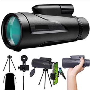 ZTBGY Telescopio monoculare 12 x 50,con supporto per smartphone e treppiede telescopio zoom impermeabile BAK4 Prisma Dual Focus, per adulti/escursionismo/caccia/campeggio/bird watching
