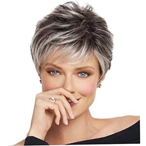 Newin Star Parrucca grigia corta parrucca corta riccia corta per donne nere capelli corti argento stravaganti al 100% resistenti alla fibra sintetica parrucca