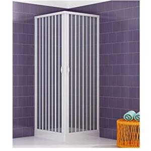 GRANISUD Box doccia in plastica PVC, dimensioni: 70 x 70 cm, altezza 170 cm, ingresso angolare, porta pieghevole per una grande apertura d'ingresso, colore: bianco