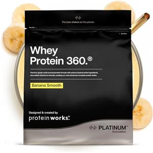 THE PROTEIN WORKS Protein Works | Whey Protein 360 - PLATINUM Innovation, Proteine Isolate in Polvere. Whey Isolate, Omega 3, Enzimi Digestivi, Senza Zuccheri Aggiunti, Banana Vellutata, 17 Porzioni, 600g